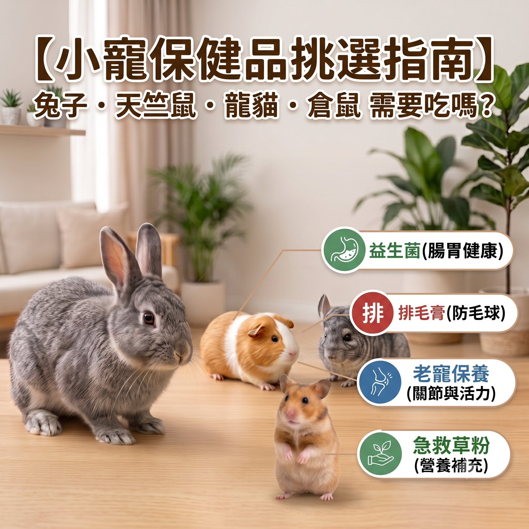 【Small Pet Supplement Guide】Do Rabbits, Guinea Pigs, Chinchillas & Hamsters Need Supplements? Prebiotics, Hairball Care, Senior Care vs. Emergency Recovery Powder Explained